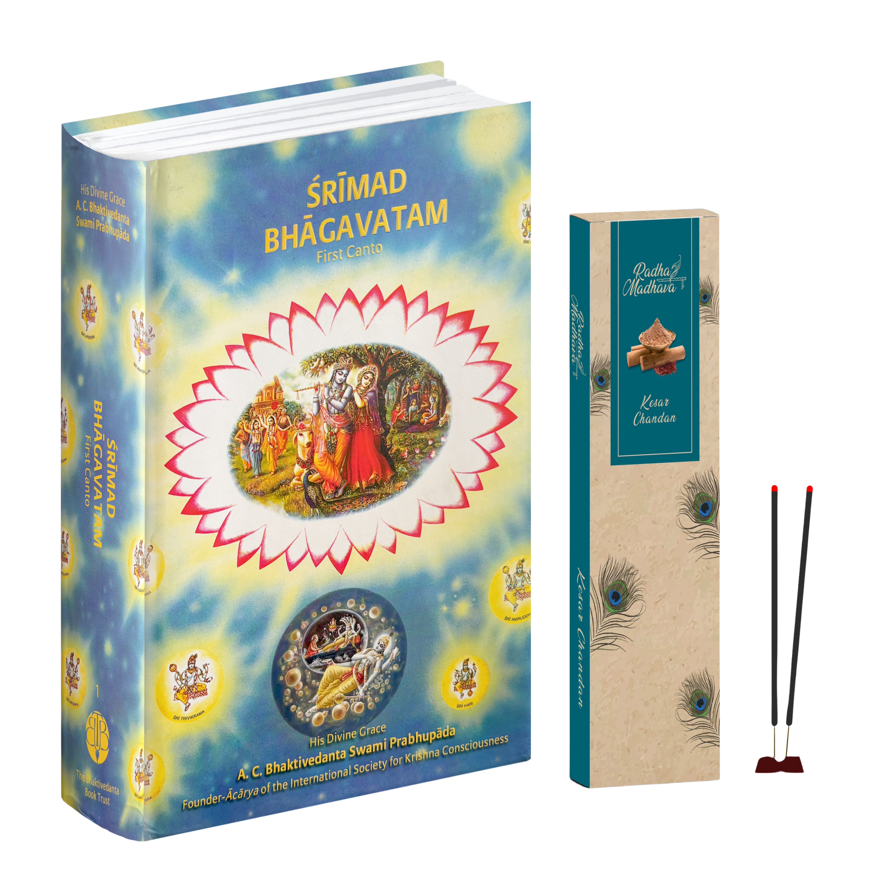 English Srimad Bhagavatam Canto 1 with Kesar Chandan Premium Agarabatti
