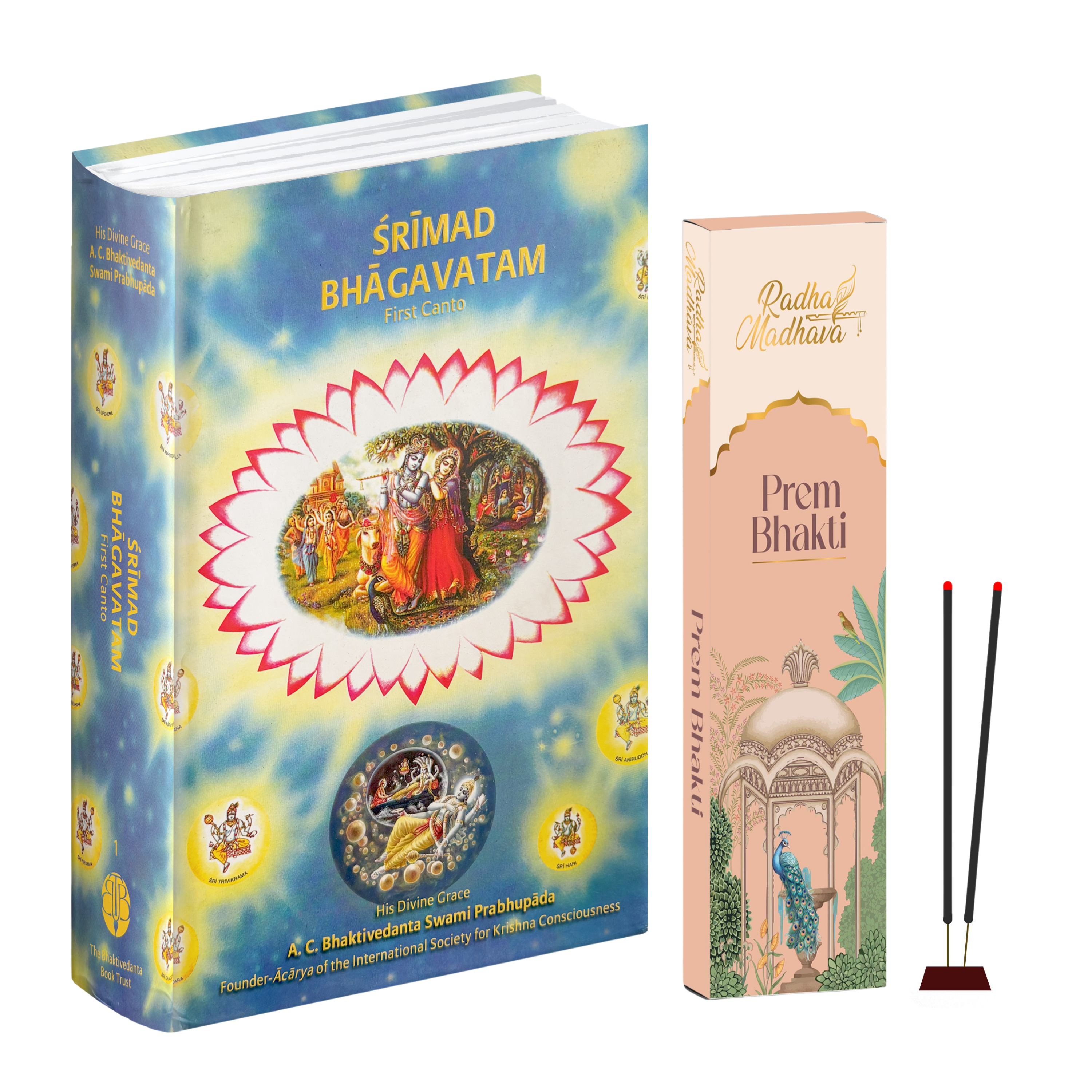 English Srimad Bhagavatam Canto 1 Combo Pack with  Prem Bhatki Agarabatti – Spiritual Reading & Divine Fragrance Set