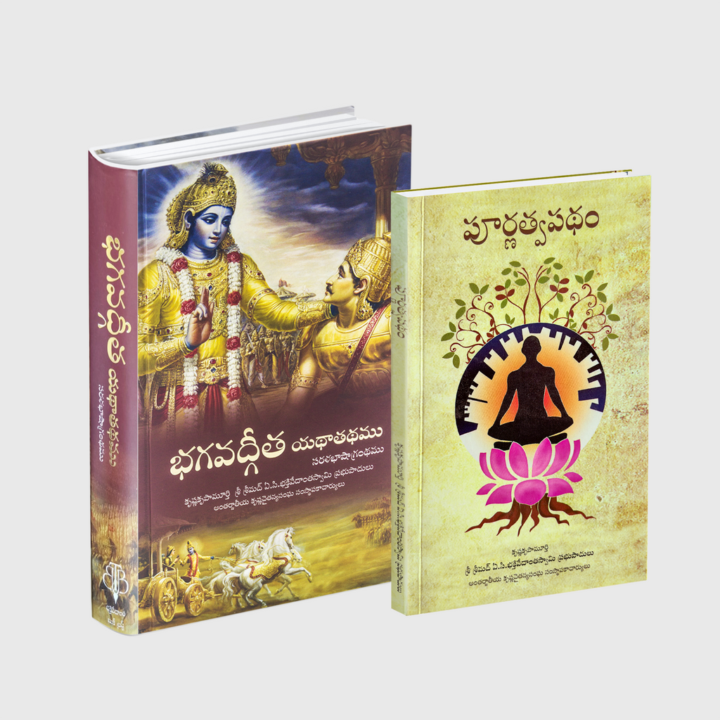 Telugu Bhagavad Gita & Path of Perfection Spiritual Book Combo Set